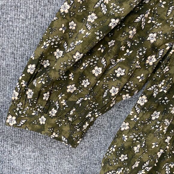 Old Navy Dress‎ Womens XL Green Floral V-Neck Boho Cottagecore Peasant Western - Picture 3 of 10
